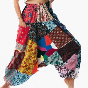 Unisex handmade boho hippie baggy patchwork harem yoga pants one size women men